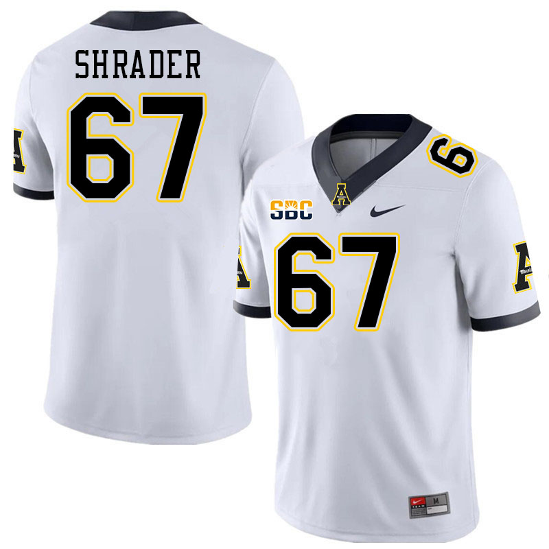 Men #67 Thomas Shrader Appalachian State Mountaineers College Football Jerseys Stitched-White